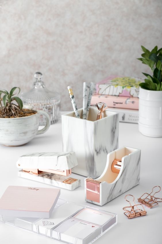marble desk organizer set
